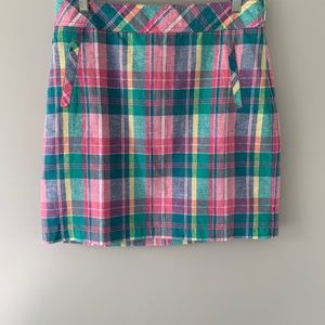 Talbots Linen Cotton Plaid Skirt